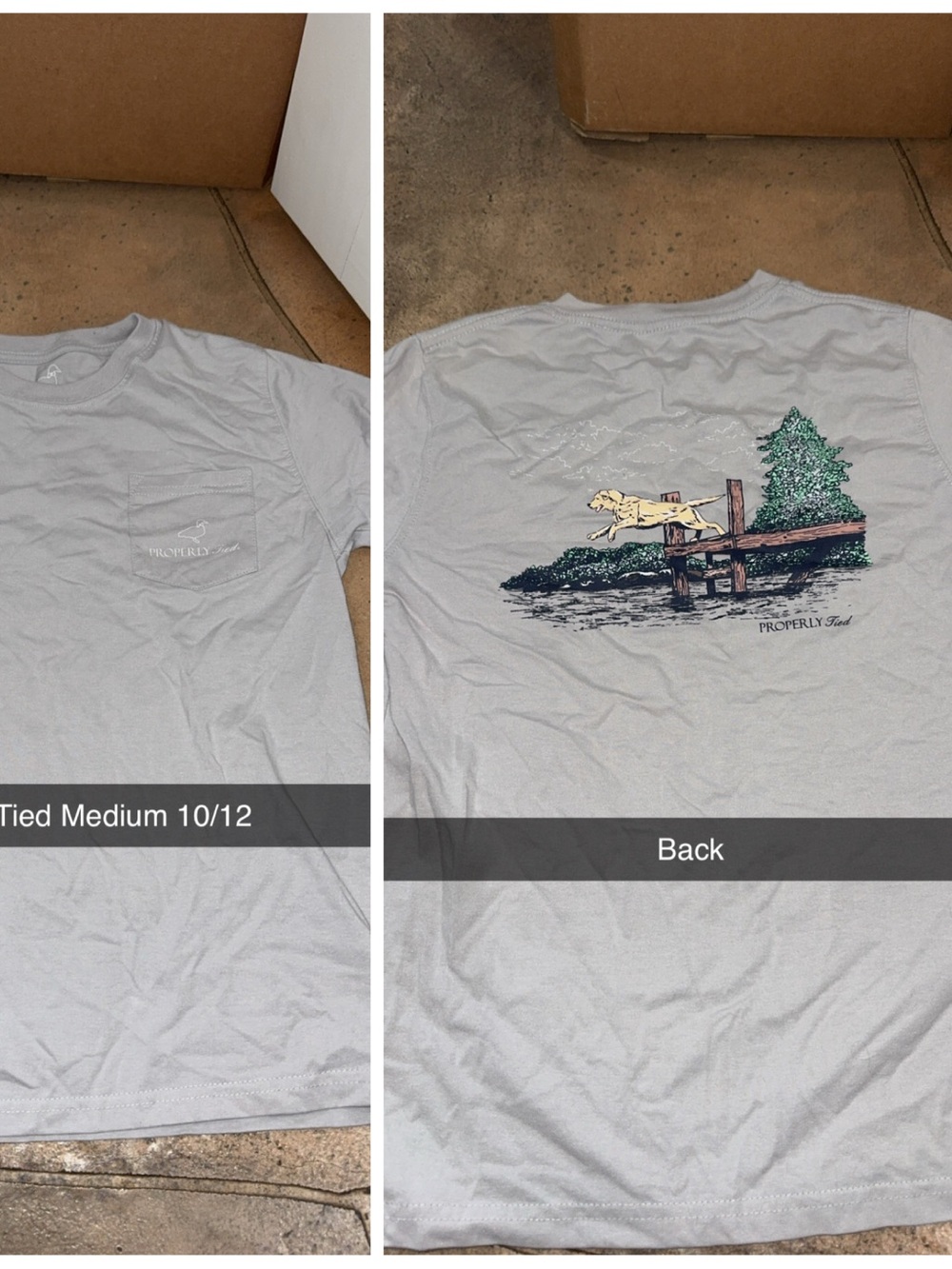 Properly Tied Light Gray Short-Sleeve Pocket Tee with Dock Dog Graphic